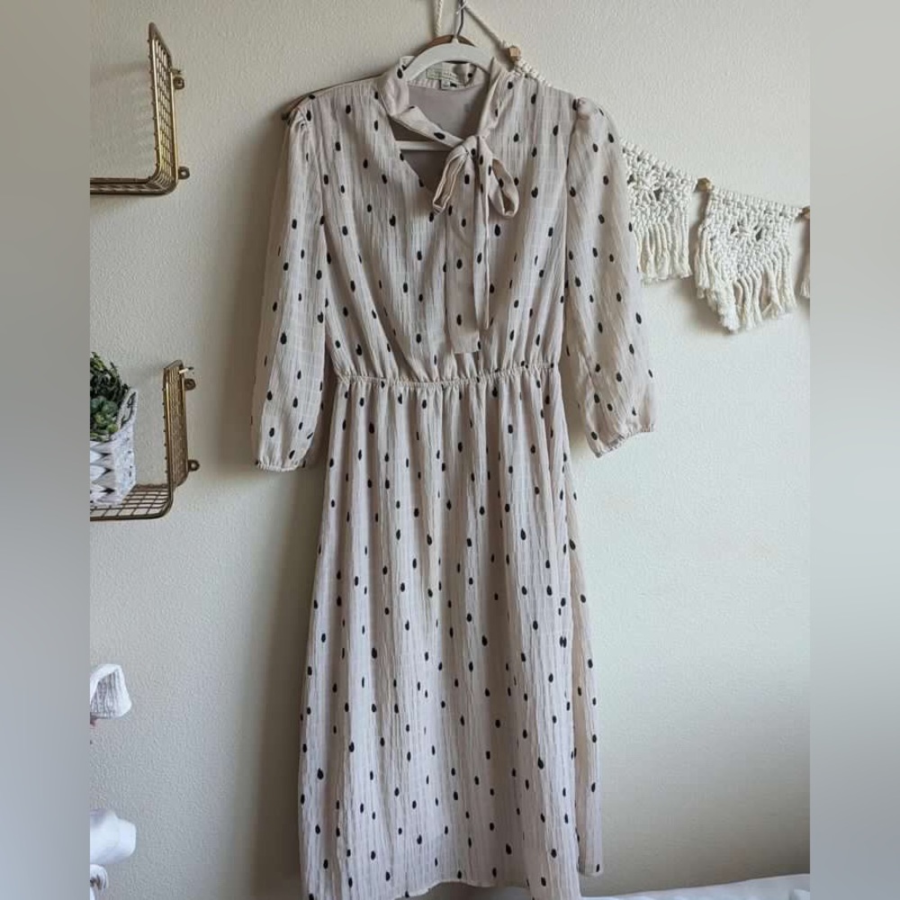Polagram dress, cream and black dot